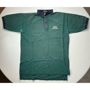 VTG Rare Tech 90s IBM RISC Systems Polo Shirt XL Green Heavy Dad Inner Harbor